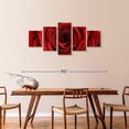 thumbnail image 3 of Elephant Stock Damp Red Rose Wall Art - Horizontal Multi Panel Canvas - Living Room Wall Decor - Floral And Botanical Multi Panel - Red And Black Decor - 74" x 34", 3 of 8
