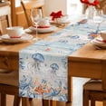 thumbnail image 5 of Jellyfish Coastal Table Runner 70 Inches, Summer Beach Coral Starfish Blue Grey Bed Runner Dresser Scarves Tabletop for Indoor Outdoor Parties/Ceremony/Banquet, 13" x 70", 5 of 9