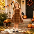 thumbnail image 2 of MEZZALL Girls Bow Shoulder Halloween Dress Plaid Print Sleeveless O-Neck A-Line Swing Kids Party Sundress Lovely Dresses, 2 of 5