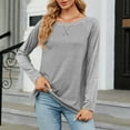 thumbnail image 2 of Blusa informal de manga larga con estampado de patchwork para mujer de Honeeladyy, 2 of 5