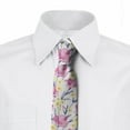 thumbnail image 2 of Tropical Necktie, Plumeria and Pink Hibiscus, Dress Tie, 3.7", Blue Grey Pale Yellow, by Ambesonne, 2 of 3