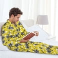 thumbnail image 6 of Honeii Honeybee Pattern Mens Pajamas Set,2pcs Men's Lounge Long Sleeve Sleep Shirt and Pajama Bottoms Sleepwear Set,Mens Pjs Sets-X-Large, 6 of 7