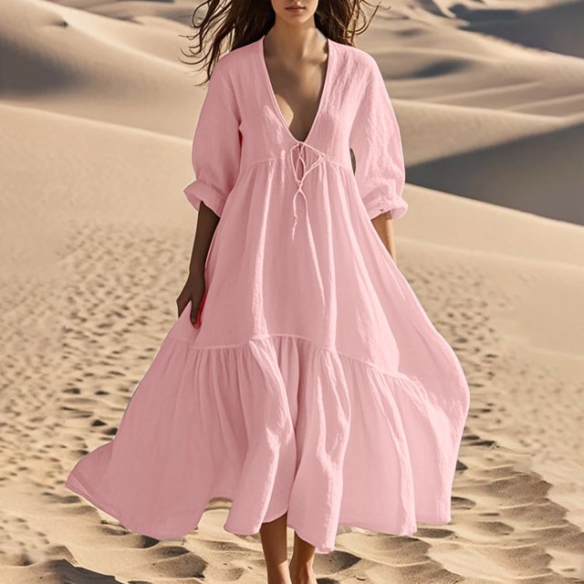 FcBaudy Robes d'Été pour Femmes, Robes pour Femmes, Jupe pour Femmes Robes d'Été pour Femmes Imprimé Sans Manches Col Rond Robe Décontractée Longues Robes Femmes Robes