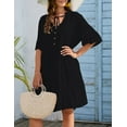 thumbnail image 3 of Bsubseach Women Bathing Suit Cover Up Button Down Beach Dress Black Swimwear Coverups, 3 of 6