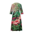 thumbnail image 4 of MIUOWANP Long Sleeve Dress for Women Plus Size Pattern Print Women's Casual Floral Loose Pleated Shirt Dress Pre Season Discount,Size M Green, 4 of 5