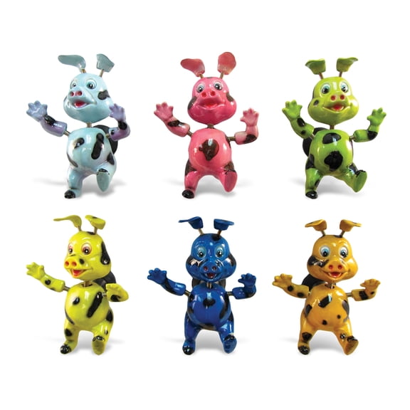 CoTa Global Piggy Refrigerator Bobble Magnets Set of 6 - Assorted Color Fun Cute Pig Farm Animal Bobble Head Magnets For Kitchen Fridge, Lockers, Home Decor Cool Office & Decorative Novelty - 6 Pack