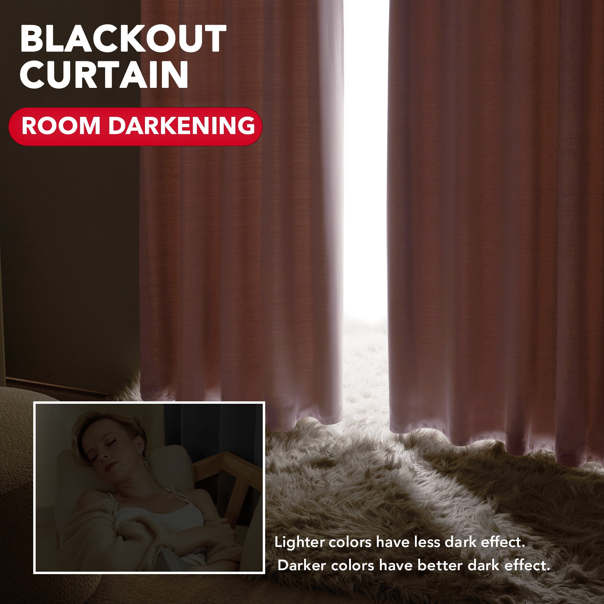 ZOPZO Blackout Curtains with Back Tab 2 Panels, Baby Pink, 42W x 84L Inch, Energy Saving Drapes for Home and Apartment