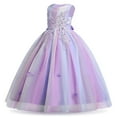 thumbnail image 2 of IBTOM CASTLE Kids Girls Flower Vintage Lace Princess Long Dress Tulle Pageant Formal Party Wedding Floor Dance Evening Gown 6-7 Years Rainbow Purple, 2 of 8