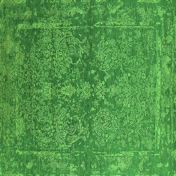 Ahgly Company Indoor Square Oriental Green Industrial Area Rugs, 4' Square