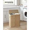 thumbnail image 3 of 100L Laundry Hamper with Lid Bamboo Laundry Basket with Liner Bag Foldable Storage Hamper with Handles Natural, 3 of 9