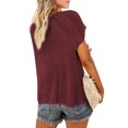 thumbnail image 3 of Sylvamorning Womens Solid Color Hollow Loose Short Sleeve Pullover T-shirt, 3 of 5