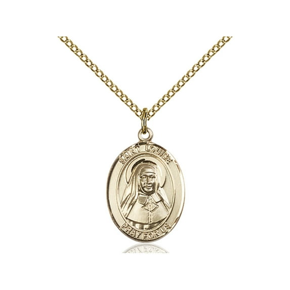 Gold Filled St. Louise De Marillac Pendant 3/4 x 1/2 inches with Gold Filled Lite Curb Chain