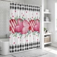 thumbnail image 5 of Polyester Fabric Valentines Day Shower Curtain, Modern Love Heart Eucalyptus Leaf Black Plaid Waterproof Bathtub Curtain Bathroom Decor Set with Hooks 54 x 78 Inches, 5 of 6