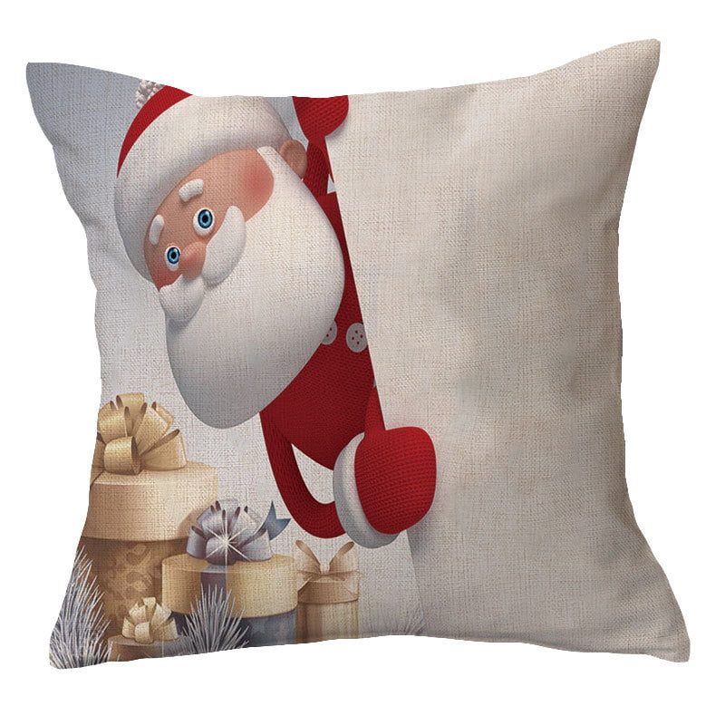 18" Merry Christmas Santa Claus Pillow Cases Linen Sofa Cushion Cover Home Decor 