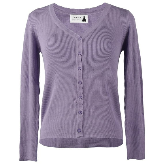 ZUARFY Women Spring Long Sleeve Knitted Short Cardigan V-Neck Button Down Solid Color Sweater Jacket Lightweight Thin Outwear