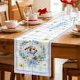 thumbnail image 5 of Table Runner - 72 Inch Long, Watercolor Easter Kitchen Dining Table Runner Dresser Scarves, Cute Rabbits Flower Wreath Eggs Bow Plaid Farmhouse Decor for Coffee Tables Wedding Party Banquet, 5 of 8