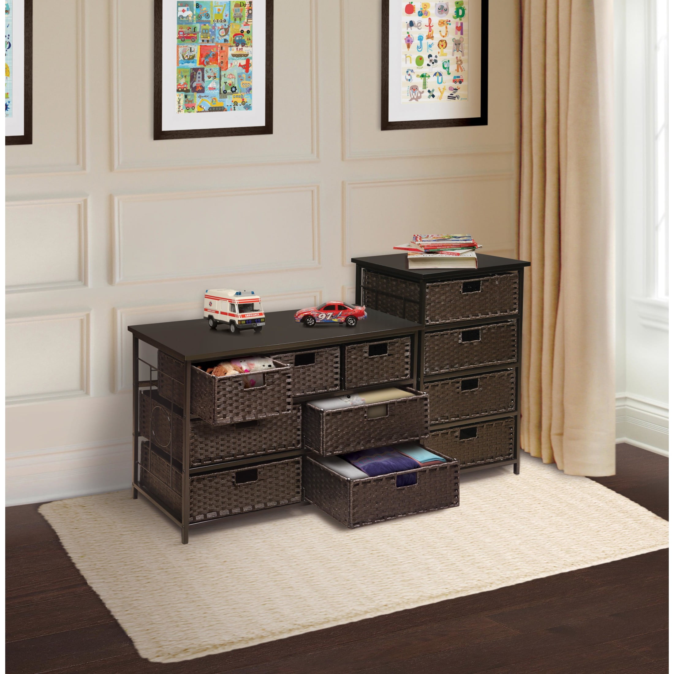 Badger Basket August Collection Tall Four Basket Storage Unit - Espresso