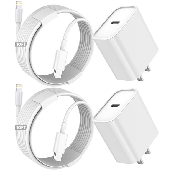 Adaptador de corriente USB-C Charger TrimDish de 20 W para iPhone con cable