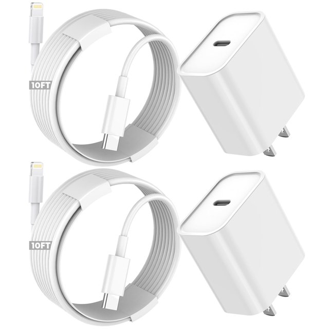 Adaptador de corriente USB-C Charger TrimDish de 20 W para iPhone con cable