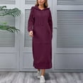 thumbnail image 6 of BiZtdJrK Plus Size Hoodie Dresses for Women Side Split Long Sleeve Sweatshirt Maxi Dress Drawstring Loose Casual Hooded Pullover with Pocket Wine S, 6 of 9