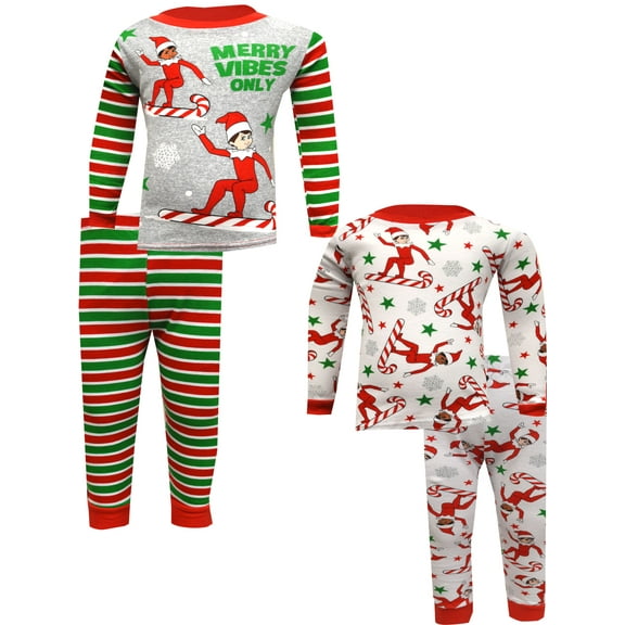 Centric Brands Boys Elf on the Shelf Merry Vibes Only 4 Piece Cotton Pajamas (4)