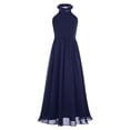 thumbnail image 3 of RUNQHUI Robe en Chiffon pour Fille de Fleurs Sans Manches à Sequins Robe de Demoiselle d'Honneur de Mariage Robe de Concours Bleu Marine 6, 3 of 6