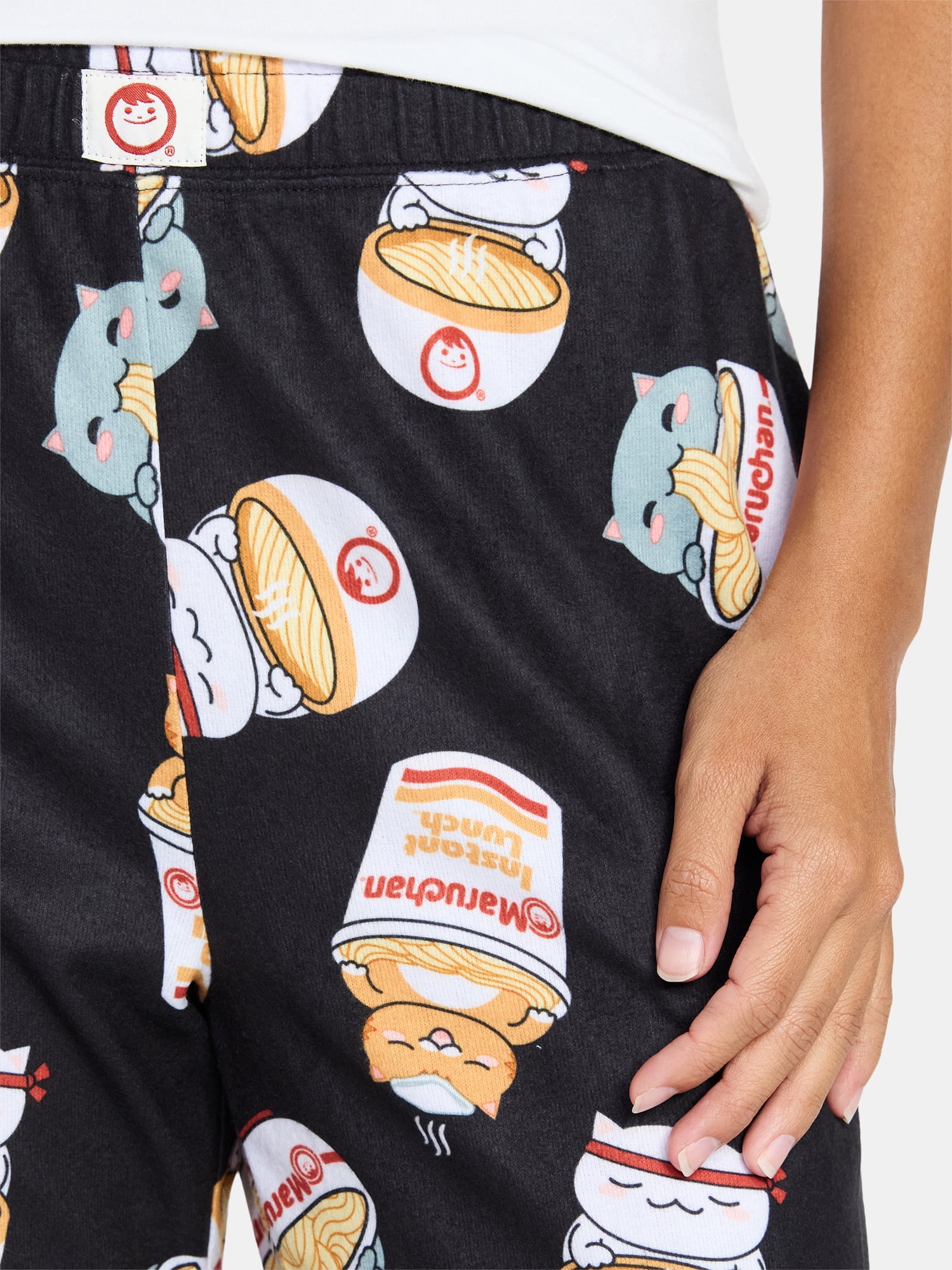 Maruchan Women's and Women's Plus Ramen Cats Sleep Pants with Pockets, 32" Inseam, Sizes XS-3X