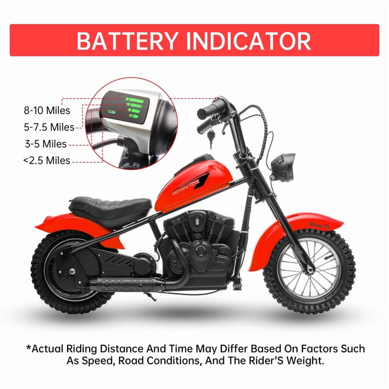 24V 250W Kids Electric Dirt Bike - Electric Motorcycle with 2 Speed Up to 14 MPH, 60 Min Ride Time, LED Light, Off-Road Dirt Bike for Boys & Girls Ages 6-12