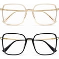 thumbnail image 6 of 2 Pack Fashion Square Blue Light Glasses for Women Men, Oversized Computer Eyewear, 6 of 6