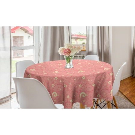 

Abstract Round Tablecloth Repeating Ornate Curls with Wavy Lines and Arch Forms Abstract Retro Print Circle Table Cloth Cover for Dining Room Kitchen Decor 60 Coral and Cream by Ambesonne