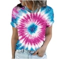 thumbnail image 4 of Otvok Women's Round Neck Tie-Dye T-Shirts Summer Casual Graphic Short Sleeve Trendy Workout Blouses Basic Tees Tops, 4 of 6