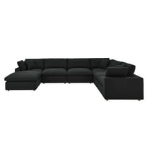 Modular Sectional Deep Sofa Set, Black, Fabric, Modern Contemporary, Living Lounge Cafe Room Hotel Lobby Hospitality