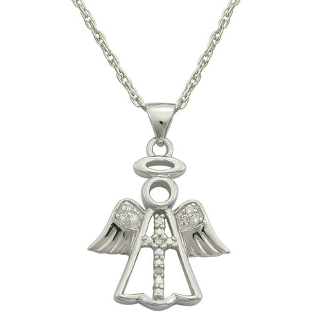 Diamond Accent Sterling Silver Angel Pendant, 18