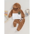 thumbnail image 2 of Liacowi Baby Boys Fall Outfits Long Sleeve Contrast Color Hoodie Pullvoer Top Elastic Waist Sweatpants 6M 12M 18M 2T 3T Infant Clothes 0-3T, 2 of 8