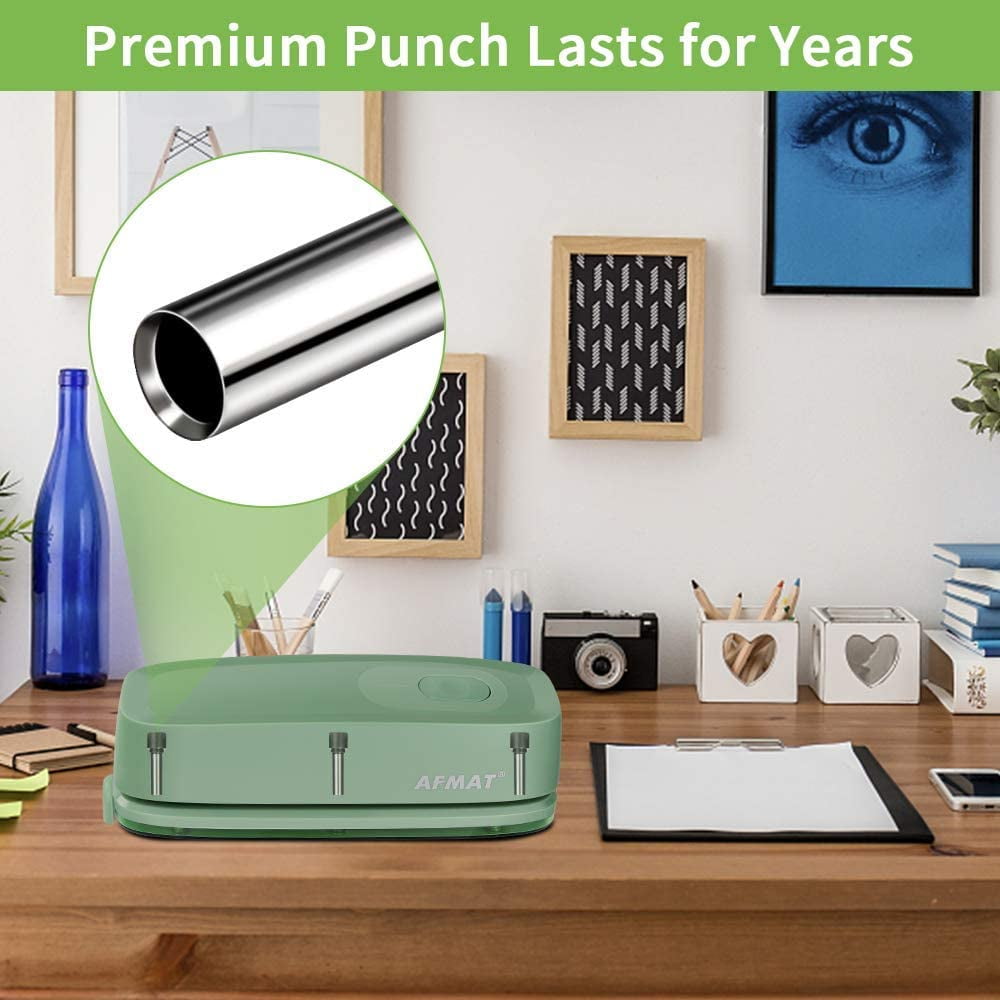 AFMAT Electric 3-Hole Punch, AC or Battery,Effortless Punching, Long Lasting Paper Punch for Office Studio