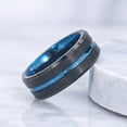 thumbnail image 5 of CUITING 8mm Tungsten Ring for Men Black Blue Wedding Bands with Center Groove Beveled Edges Size 4-17, 5 of 5