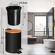 thumbnail image 2 of Papelera de baño de 3 l | Papelera con pedal y cierre suave | Papelera de diseño elegante con tapa de madera de bambú | Color negro, 2 of 5