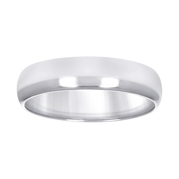 10k White Gold Mens Womens Unisex Wedding Band Comfort-Fit 5mm Size 6 Wedding Band for Men