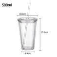 thumbnail image 6 of Double Walled Cup Plastic Clear with Lid and Straw L0Z0 Drinks 500ml-NEW, 6 of 9