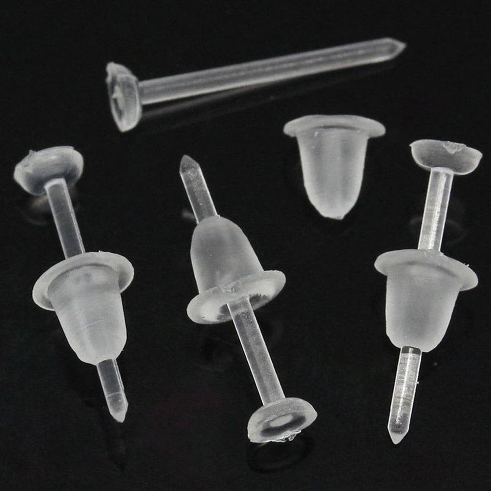 Ayyufe 50Pcs/Set Unisex Clear Plastic Earring Post Ear Pins Backs DIY