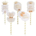 thumbnail image 2 of Oraceous 5 Pcs in 1 Set Cake Topper Delicate Crown Lace Decor Cake Pick for Birthday Party Cupcakes Festival Cake Supplies (White Golden), 2 of 10