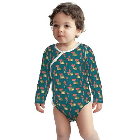 

Fotbe Frog and Mushrooms Pattern Unisex-baby Long-sleeve Bodysuit Long Sleeve Bodysuits One-piece 100% Organic Cotton for Infant Baby Boys Unisex-18 Months