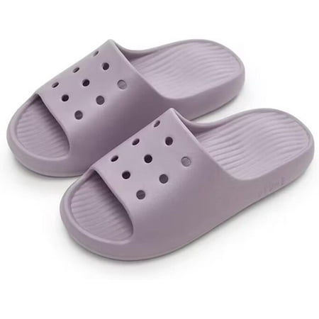 

Women Men Pillow Slippers Non-Slip Bathroom Shower Sandals Soft Thick Sole Indoor and Outdoor Slides Purple-9-10