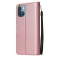thumbnail image 4 of SaniMore for iPhone 14 Plus 6.7" PU Leather Case, Magnetic Closure Flip Wallet Cover with Wrist Strap Card Slot & Multi-Angle Kickstand All-Inclusive Protective Shell, Rosegold, 4 of 7