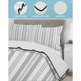 thumbnail image 4 of Quilts Twin-XL Size Bedding Set, Grey Line Striped Lightweight Quilted Comforter, Farmhouse Modern Geometric Stripes Soft Reversible Bedspread Coverlet with Pillow Covers for All Season, 68" x 98", 4 of 7