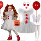 thumbnail image 2 of Disfraz de payaso de Halloween para niñas, vestido de tutú para niños de 2 a 12 años, ropa gris de fantasía para carnaval, conjuntos de Cosplay de Joker para fiesta, 2 of 5