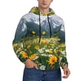 thumbnail image 2 of Honeii Mountain Daisy Meadow Pattern Mens Hoodies Men's Loose Sleeve Sweatshirt,Pullover Hooded Sweatshirt for Men,Essentials Hoodie-Small, 2 of 7