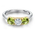 thumbnail image 3 of Gem Stone King 925 Silver and 10K Yellow Gold White Moissanite and Green Peridot Engagement Ring for Women | 1.60 Cttw | Round 5MM | Gemstone Birthstone | Size 6, 3 of 7