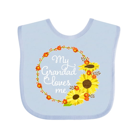 Inktastic My Grandad Loves Me with Sunflower Wreath Boys or Girls Baby Bib