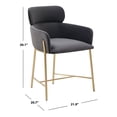thumbnail image 3 of SAFAVIEH Couture Charlize Classic Velvet Solid Dining Armchair, Dark Grey/Gold, 3 of 8